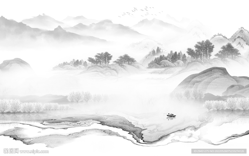 中国风爆款现代山水 tif分层