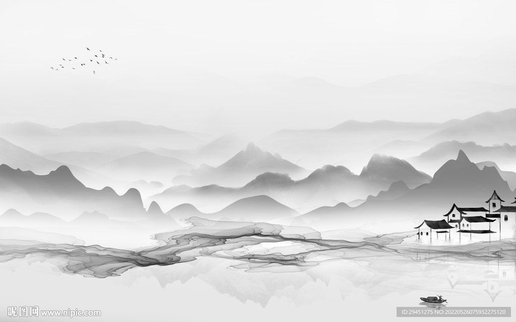 客厅爆款现代山水 tif分层