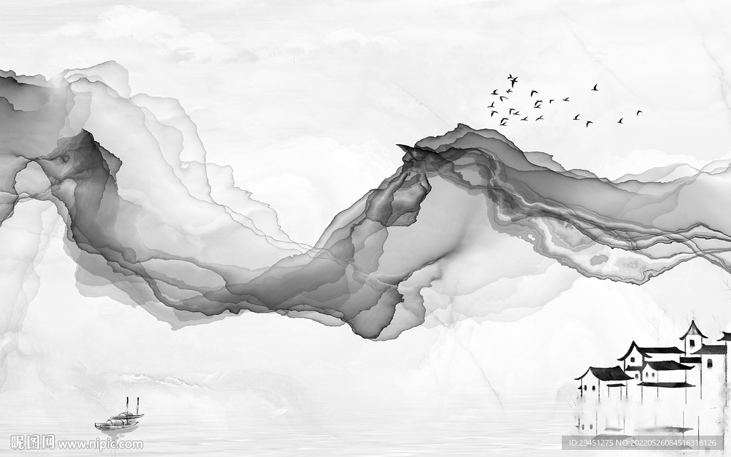 线条 极简灰色墙画 tif分层