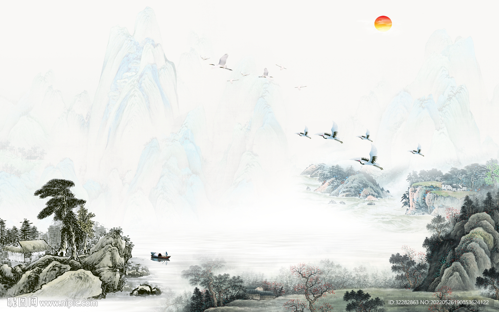 新中式新意境山水画 TIf分层