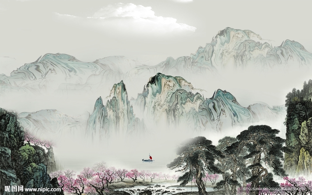 国画最新中式山水 TIf分层