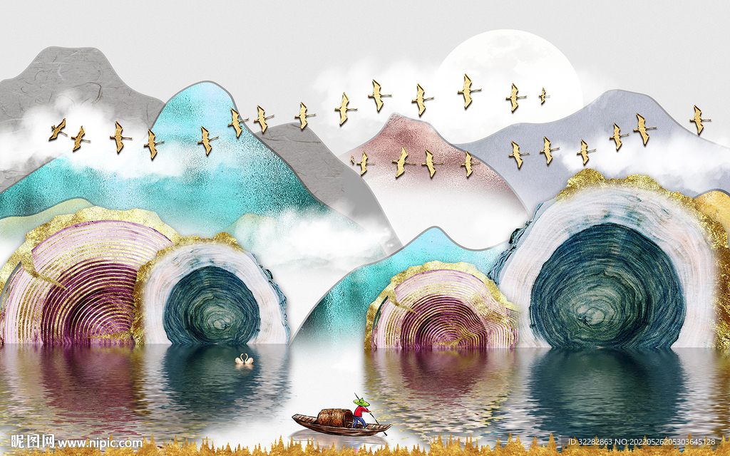 奢华最新中式山水 TIf分层