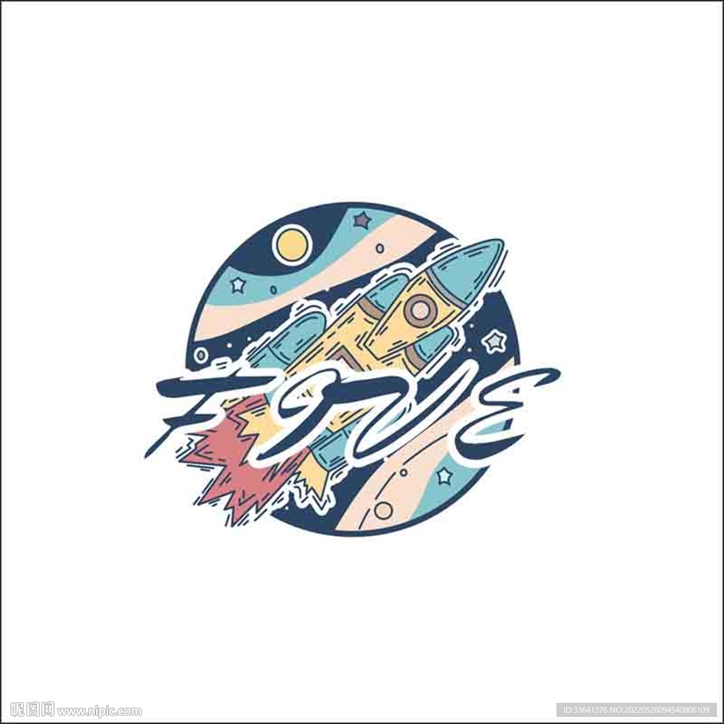 矢量手绘卡通火箭班服图案5班