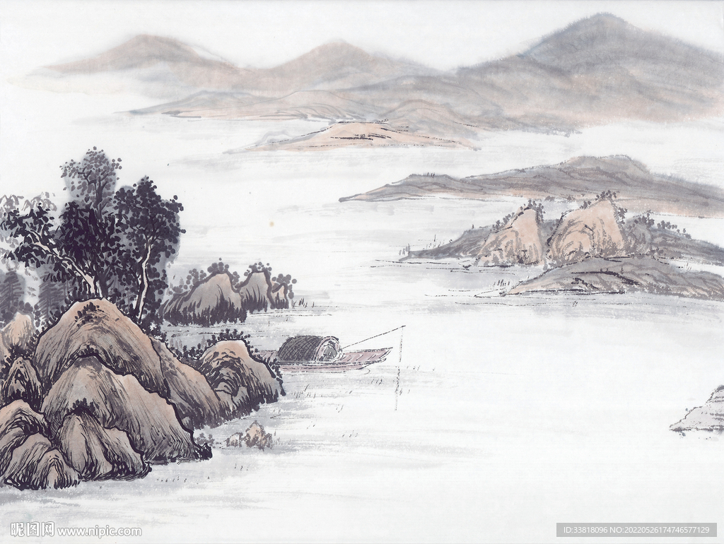 现代水墨山水画