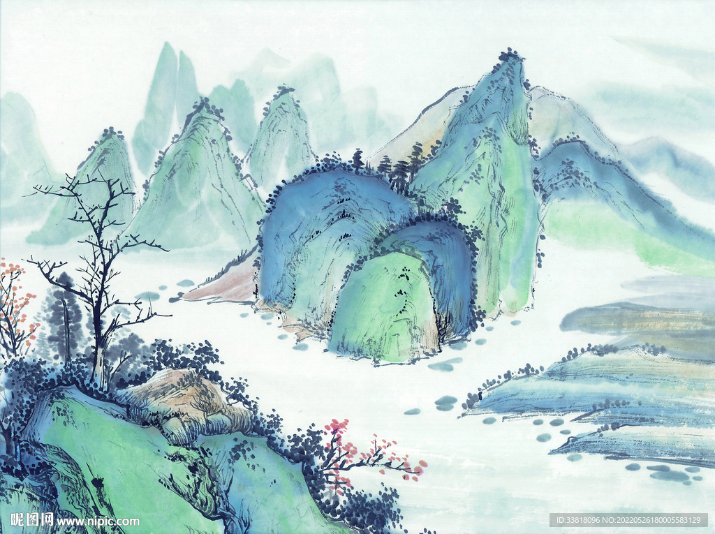 墙面壁纸 山水画