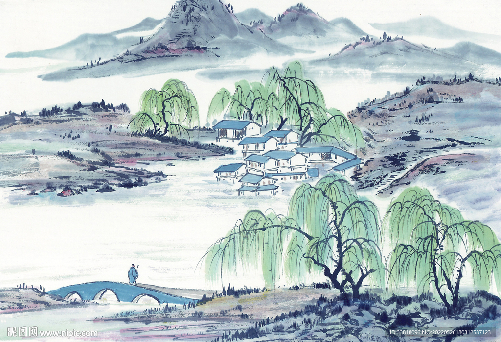山水画 墙纸背景