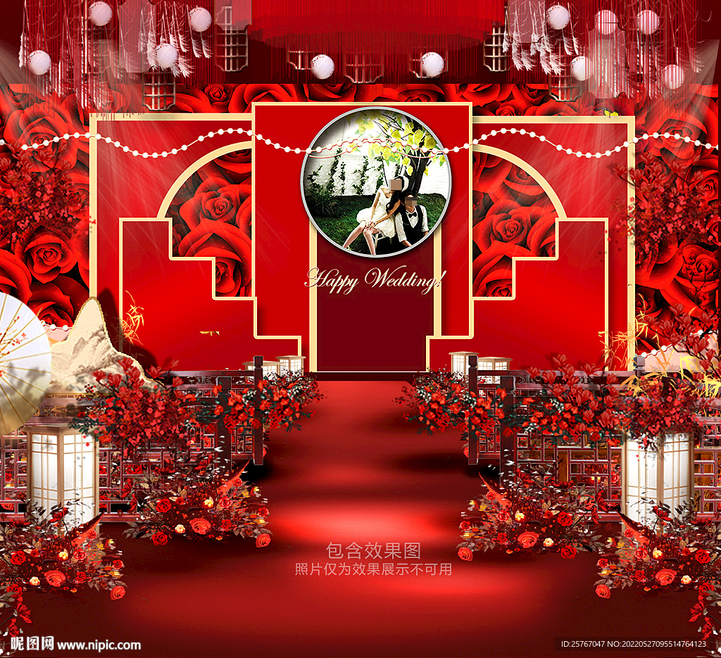 红色中式主题婚礼设计图__效果图_环境设计_设计图库_昵图网nipic.com