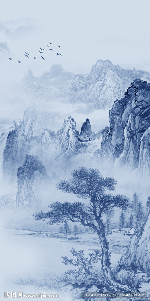 背景墙意境玄关山水 Tif分层