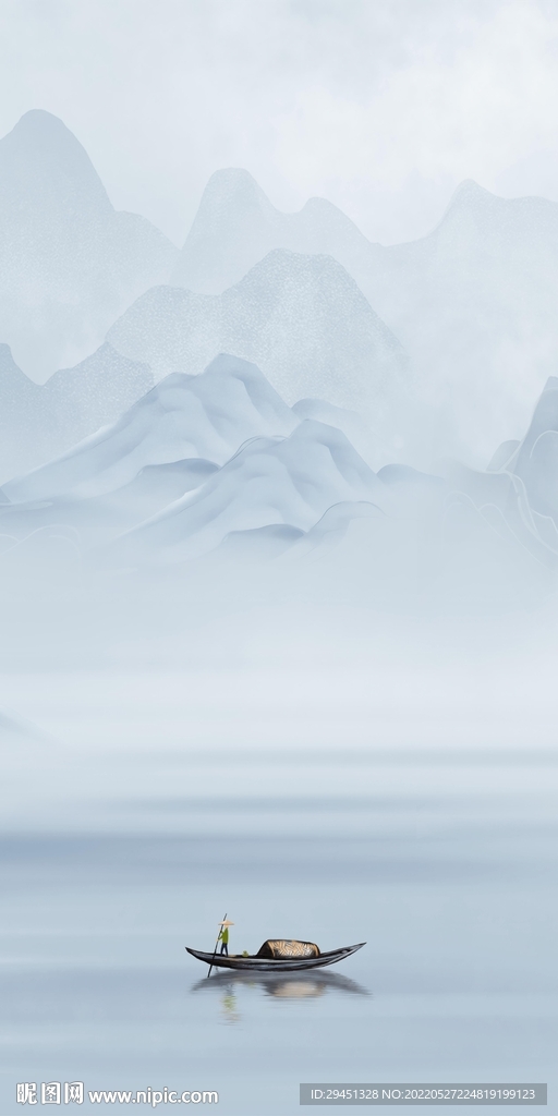 简约意境玄关山水 Tif分层