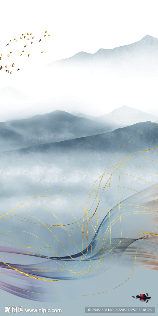 水墨简约人气山水 TIf分层