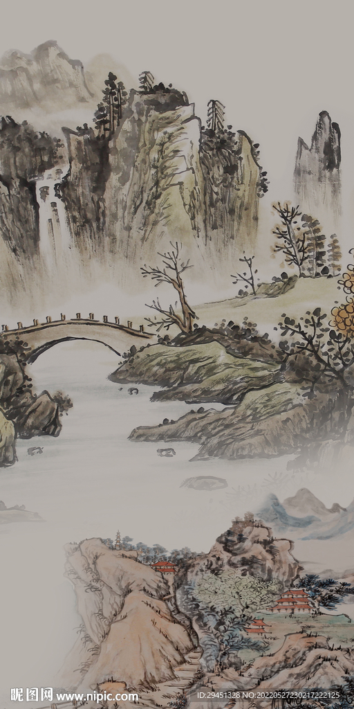古风 玄关装饰山水 TIF分层