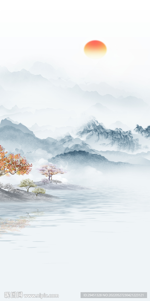 爆款意境玄关山水 Tif分层