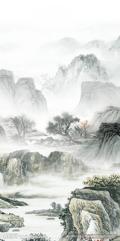 新款意境玄关山水 Tif分层