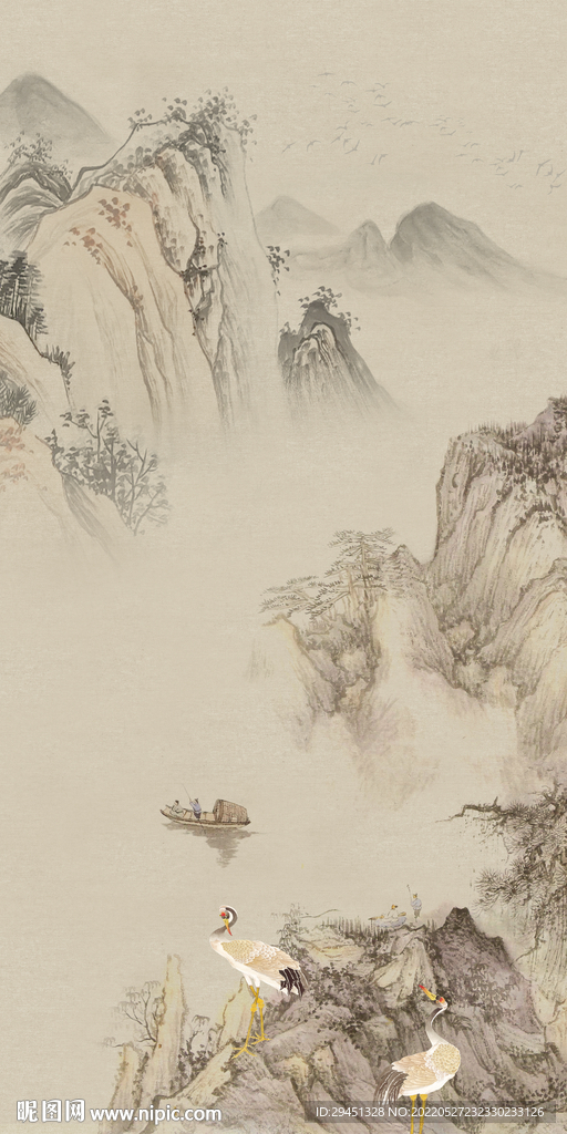 古风意境玄关山水 Tif分层