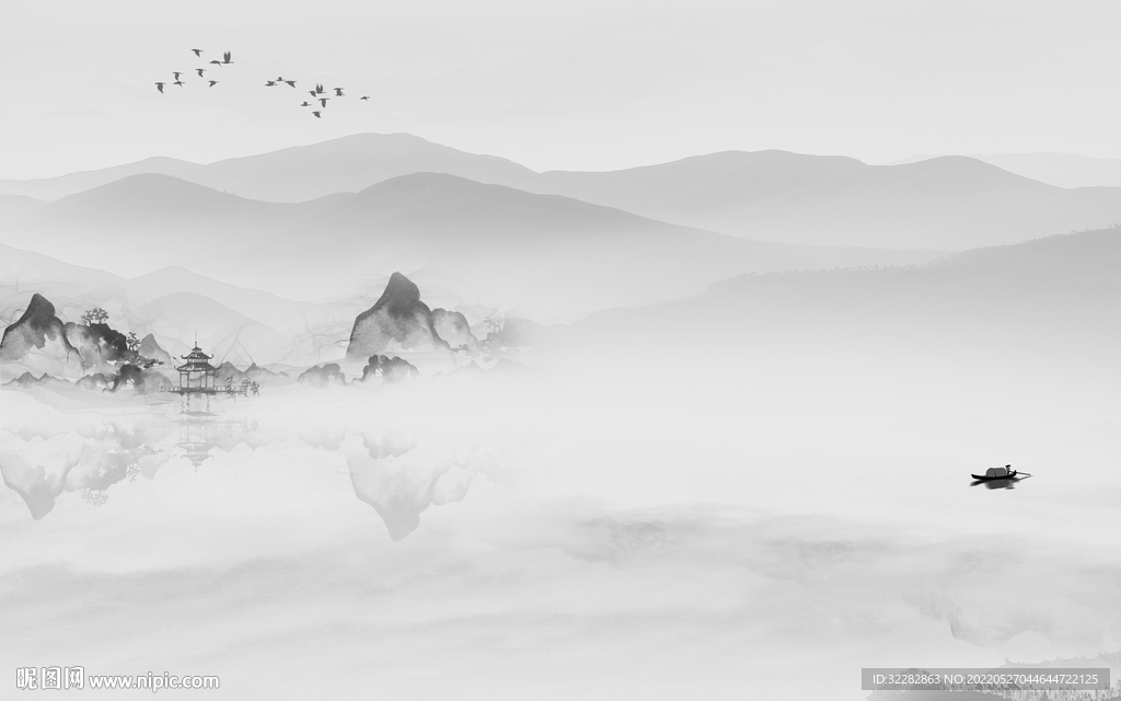 意境高端客厅山水 TIf分层