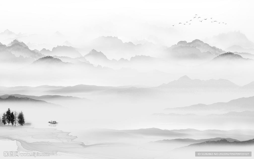 爆款高端客厅山水 TIf分层