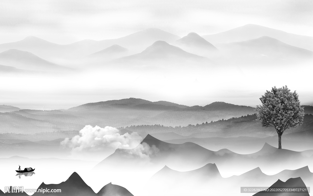 灰色客厅高档山水 TIF分层