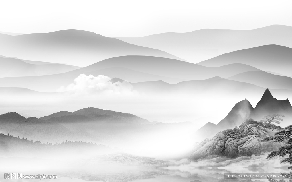 现代客厅高档山水 TIF分层