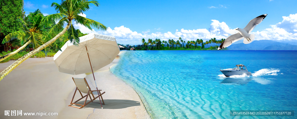 蓝天白云大海沙滩