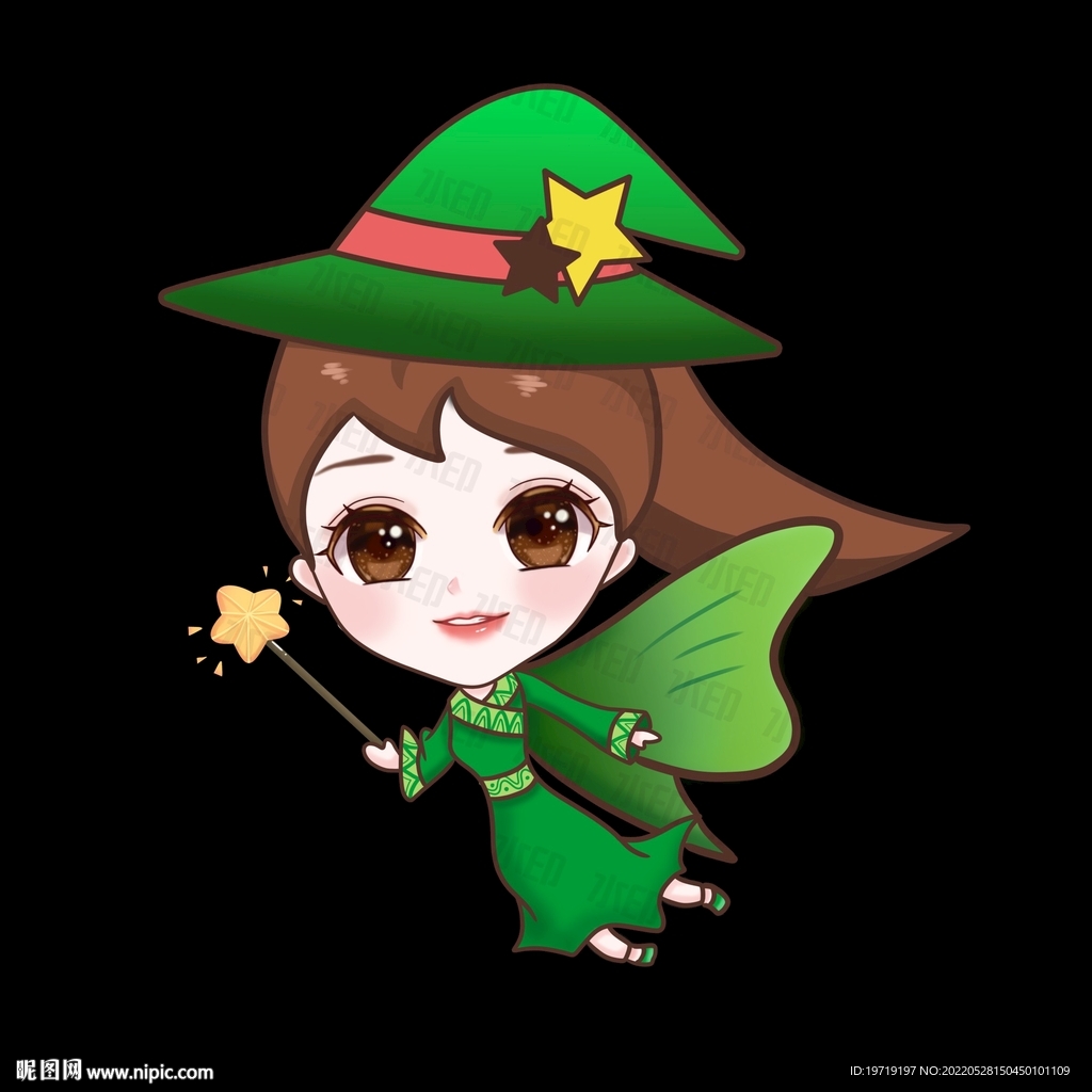 卡通萤火虫魔法师