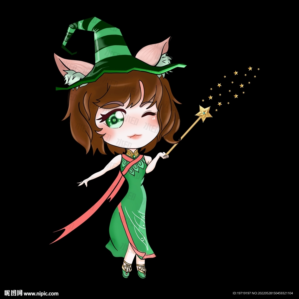 狐狸脸魔法师卡通Q版人物