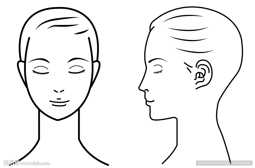 女士脸部五官简笔画