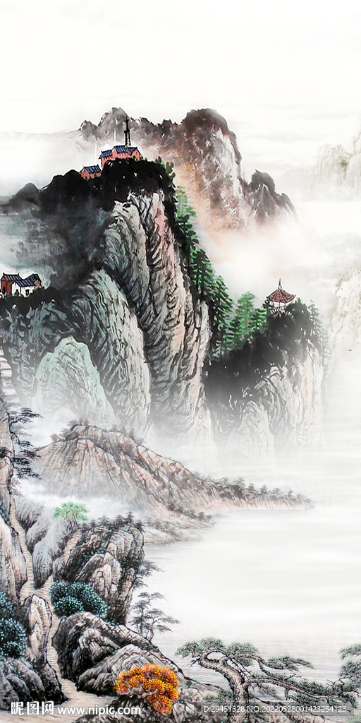 中国风玄关装饰山水 TIF分层