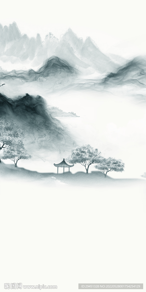 新中式玄关装饰山水 TIF分层