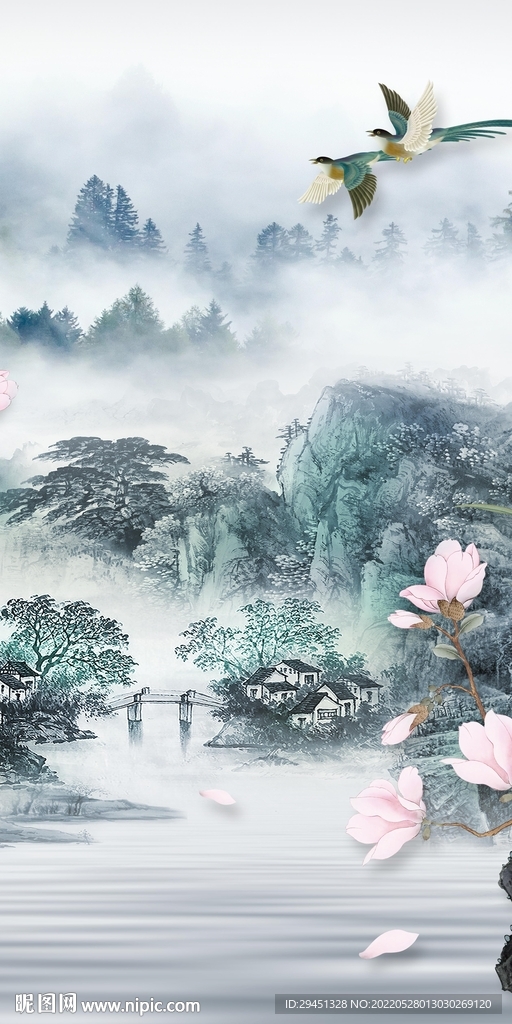 无框新中式画山水 TiF分层