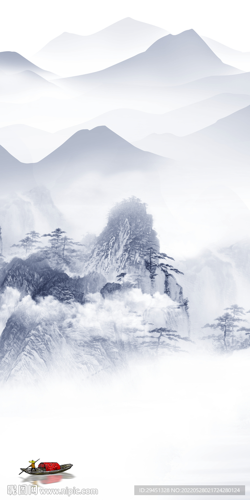 蓝色 玄关现代山水 TIf分层