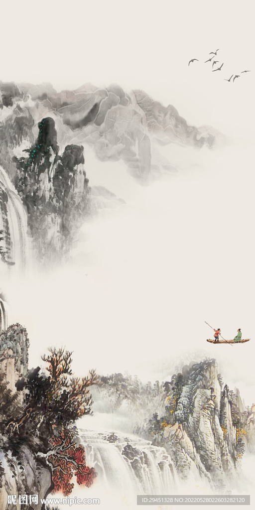 国画玄关最新山水 Tif分层