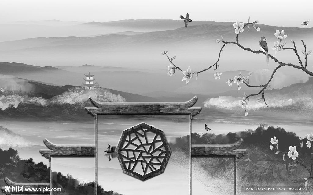 爆款中式意境山水 TiF分层