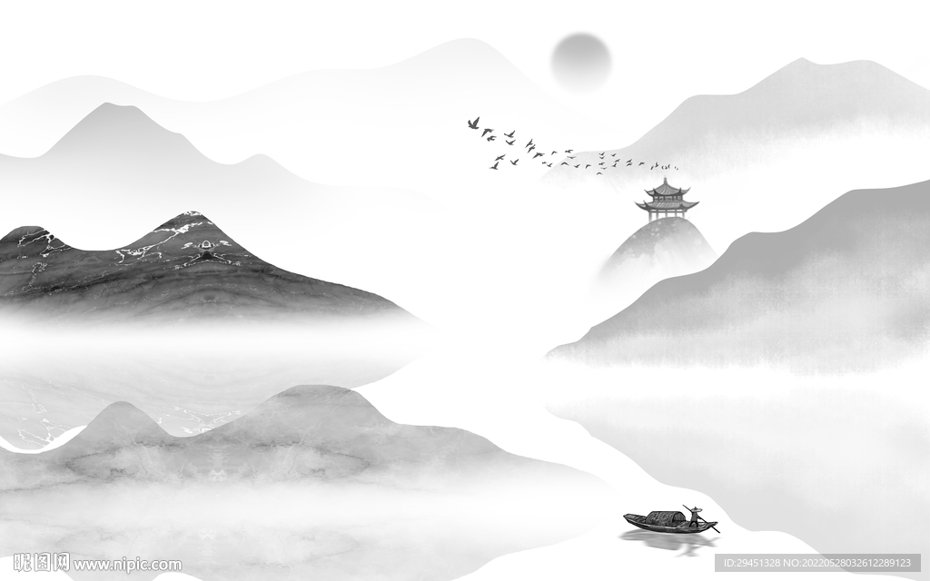 最新中式意境山水 TiF分层