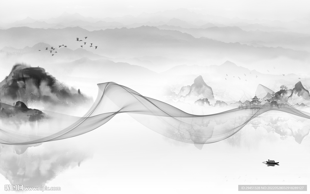 水墨山水最新框画 TiF分层