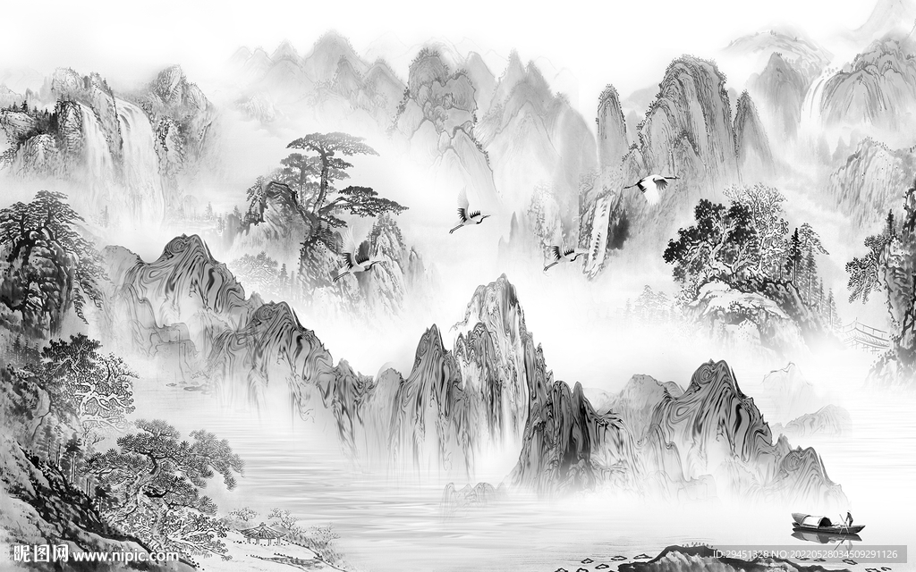 高大上中式意境山水 TiF分层