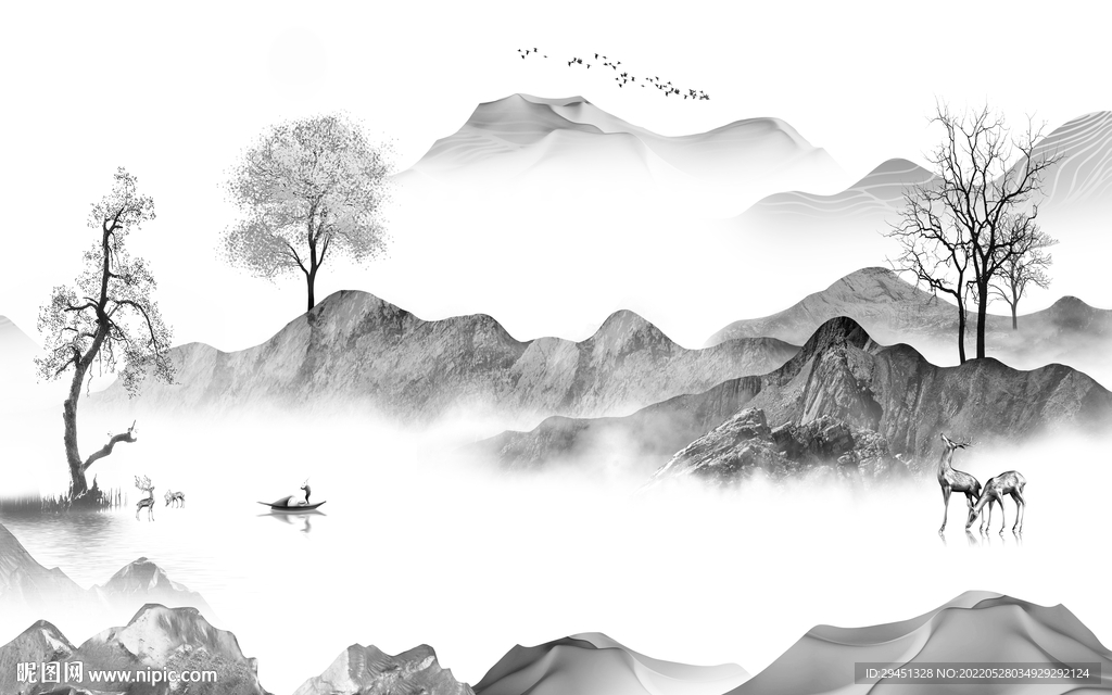 高端 中式意境山水 TiF分层