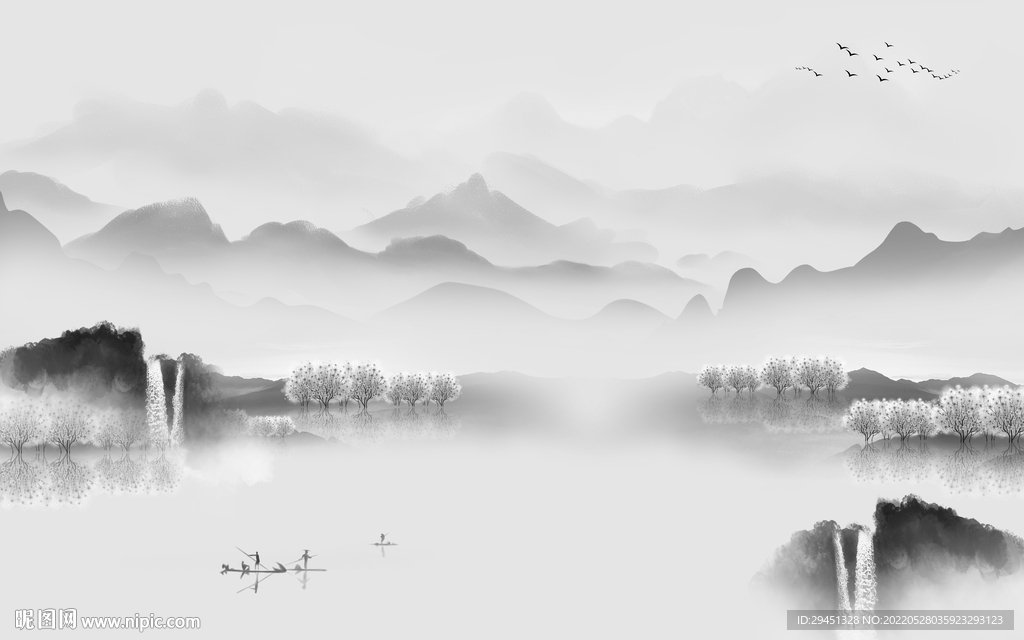 高雅山水新中式画 TiF分层