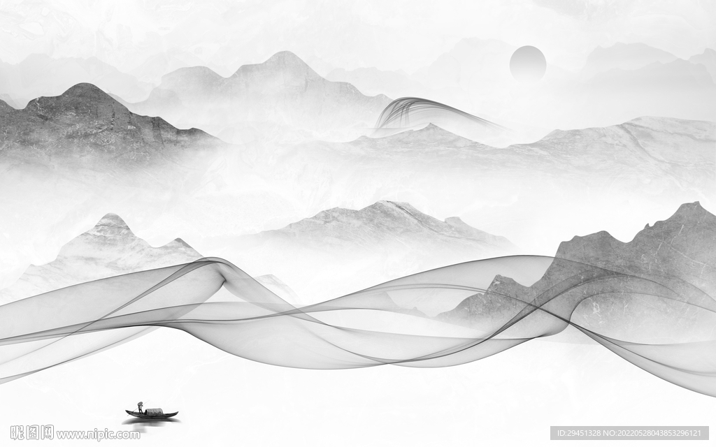 意境现代灰色山水 TIf分层