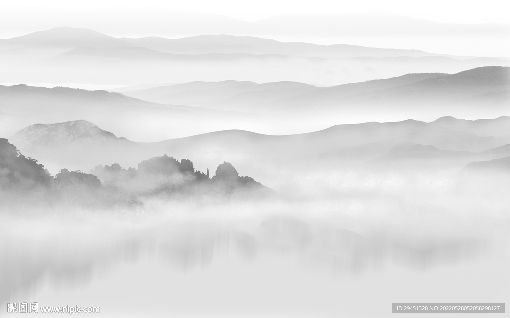 高端高档灰色山水 Tif分层