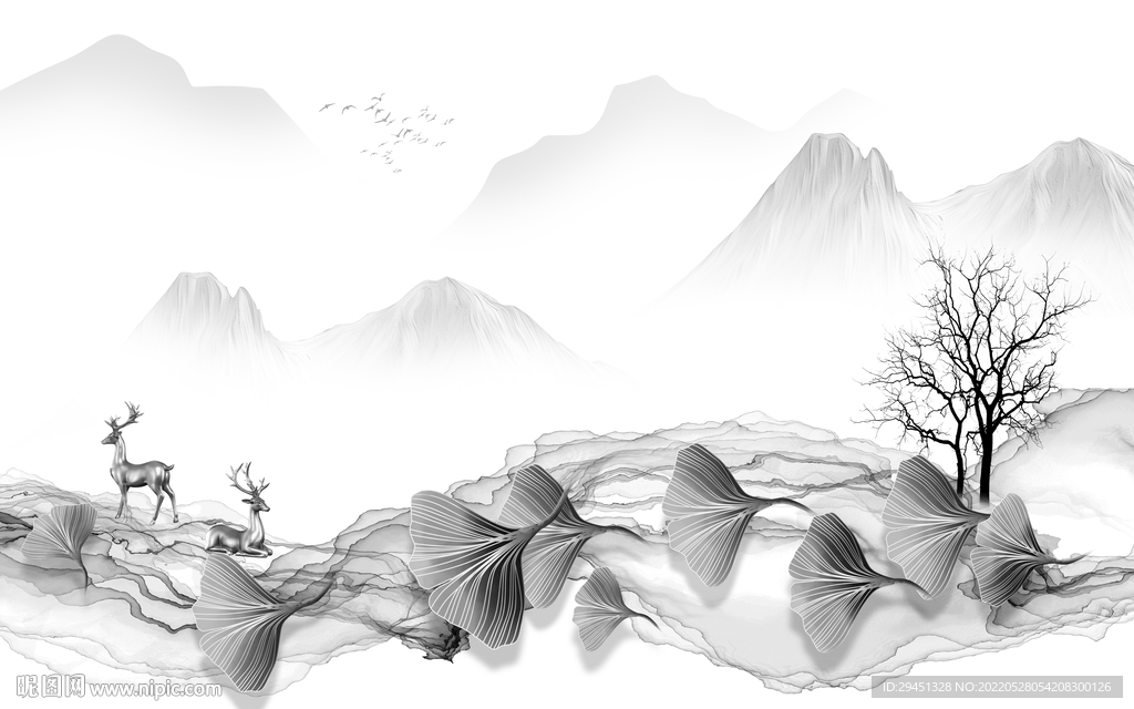 新款意境简约山水 TIf分层