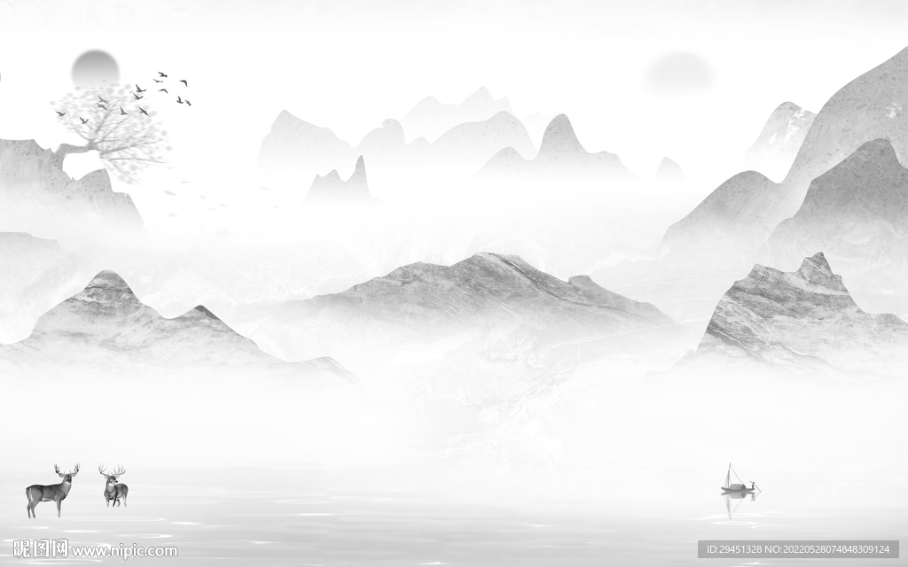 现代意境简约山水 TIf分层