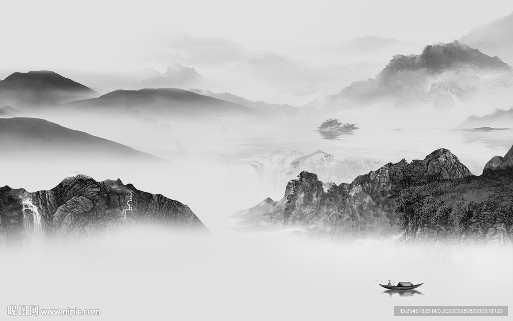 高端意境简约山水 TIf分层