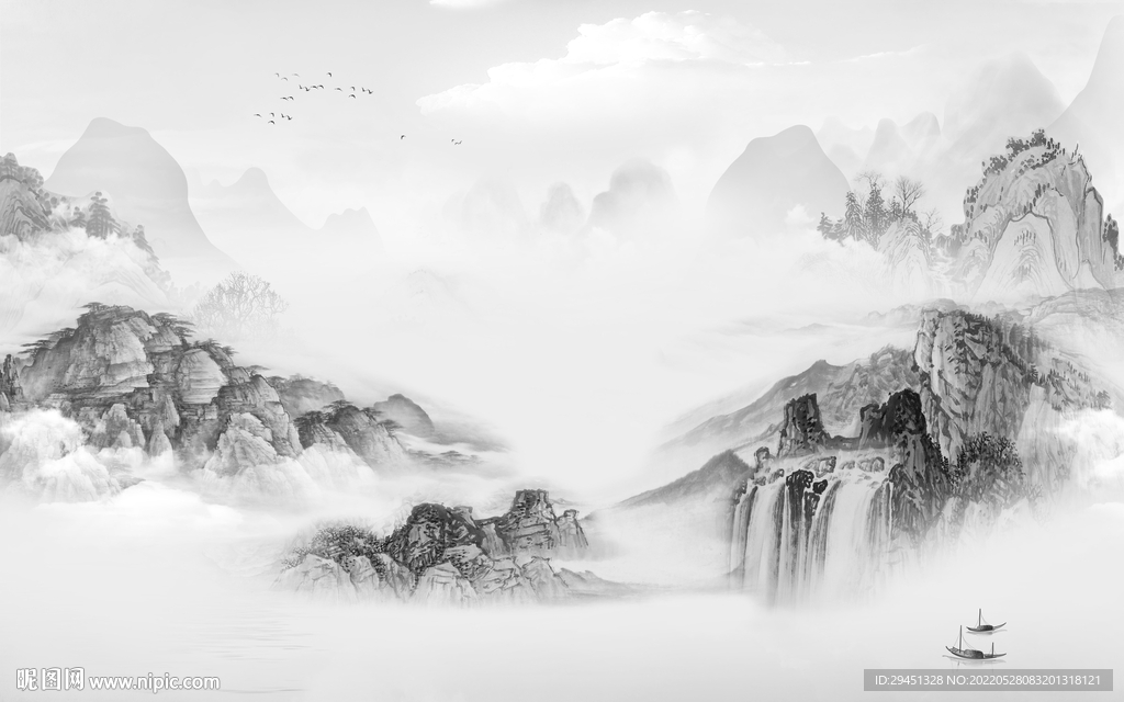 高清 意境简约山水 TIf分层
