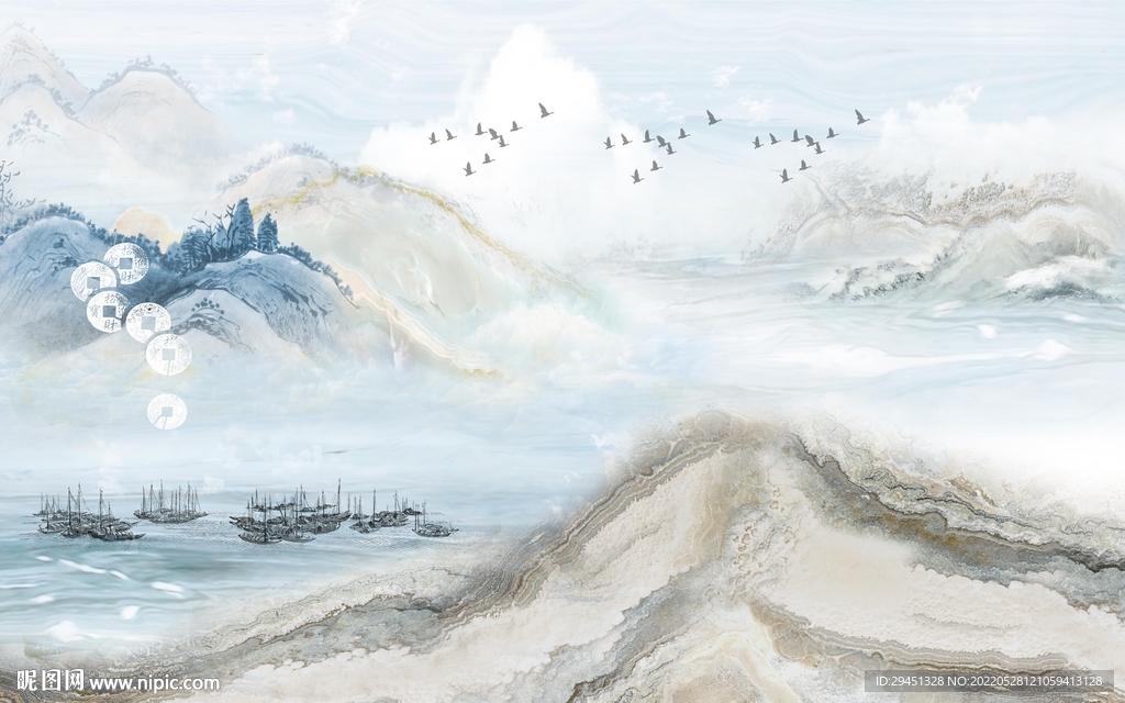 石纹意境新款山水 Tif分层