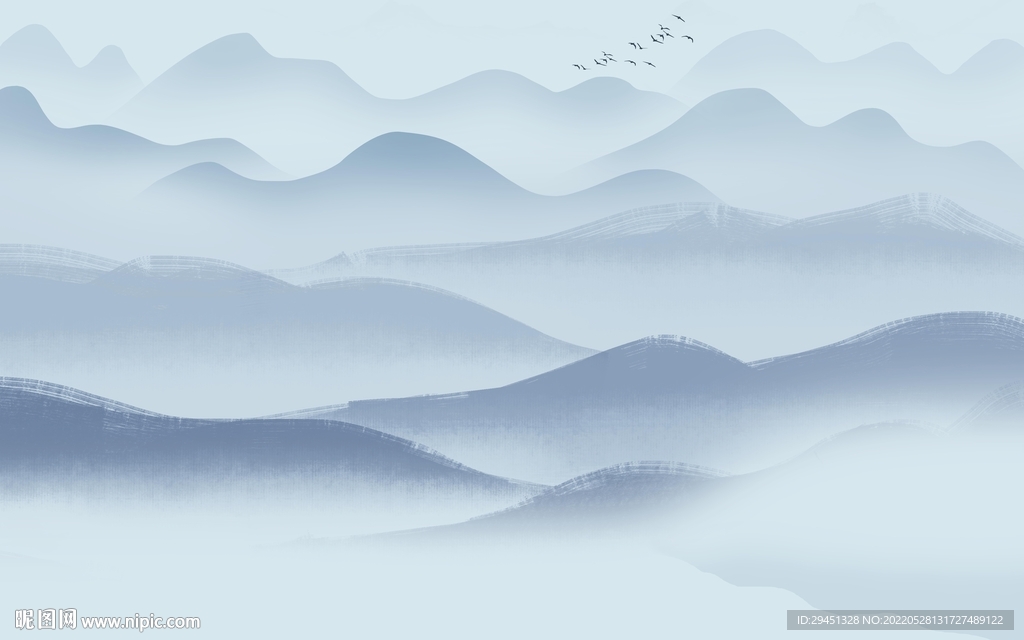 新中式最新款山水画 Tif分层