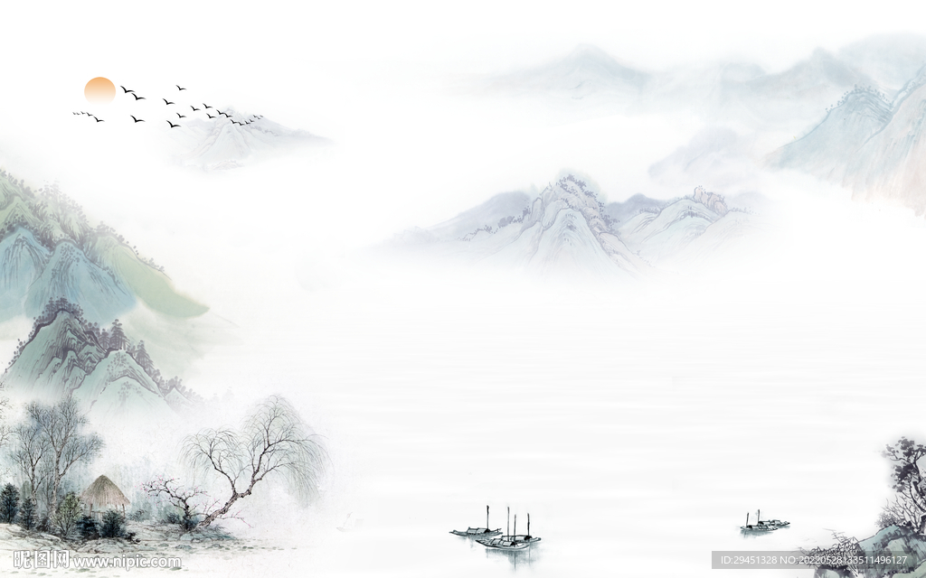 中式 最新款山水画 Tif分层