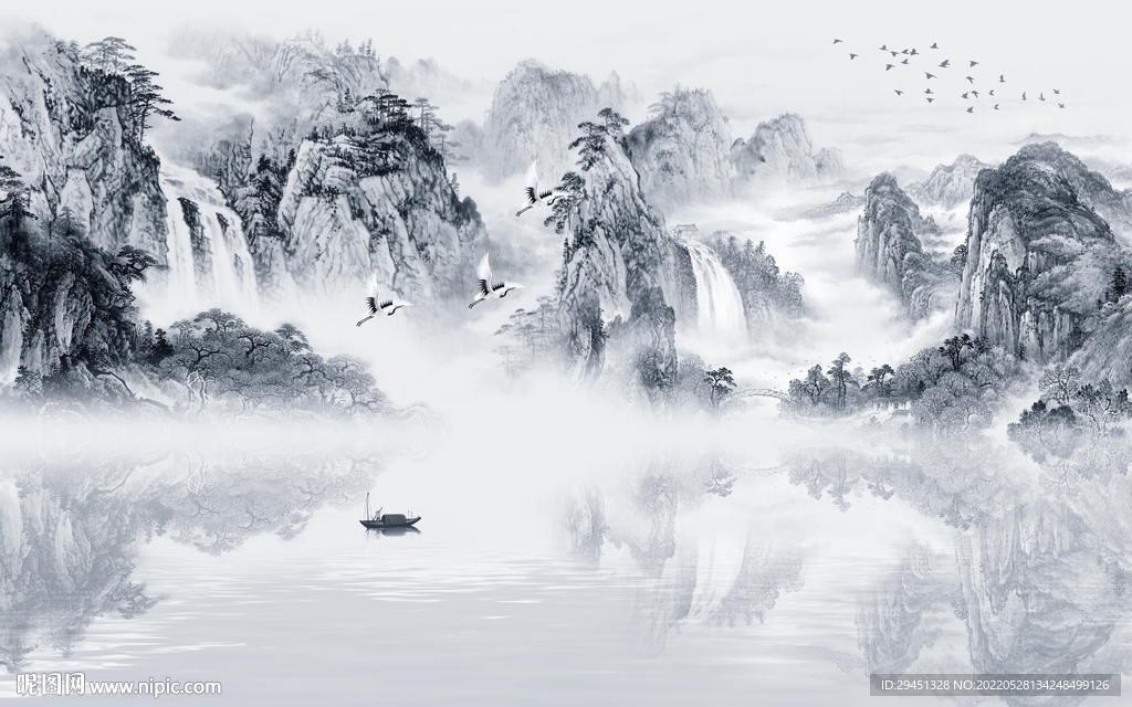 爆款中式现代墙画 TiF分层