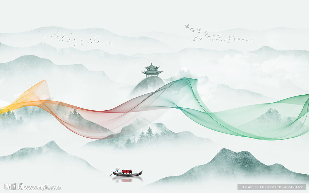新品中式现代墙画 TiF分层