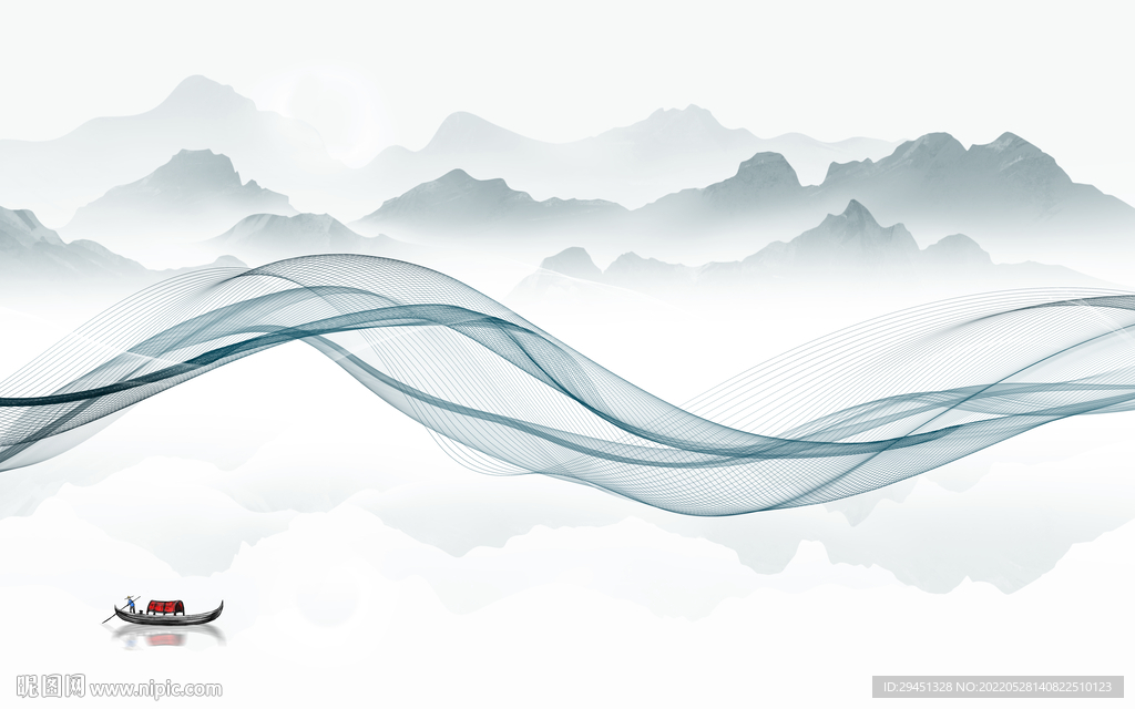 人气中式现代墙画 TiF分层