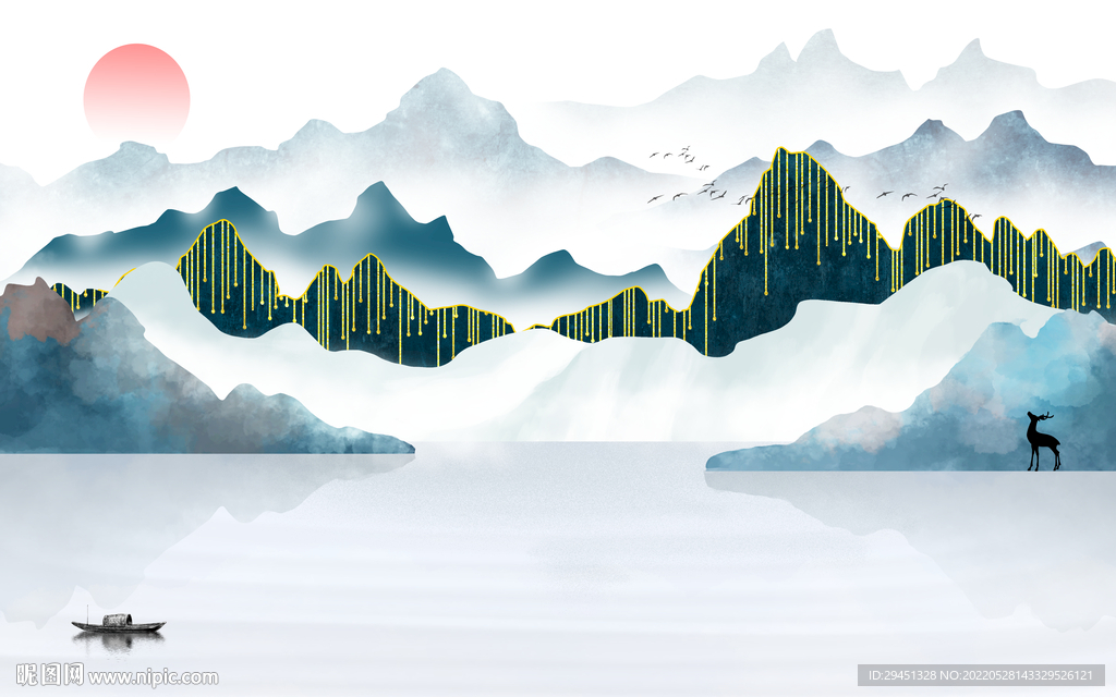 客厅新品山水墙画 TiF分层